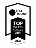 USA Today Top USA award badge with a circular logo at the top and bold text in the center.